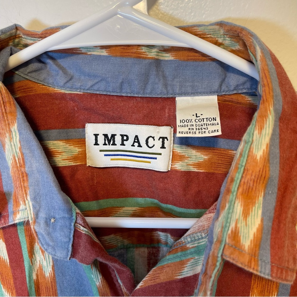 Impact 100% cotton short sleeve‎ button down shirt men's size large - Picture 3 of 3